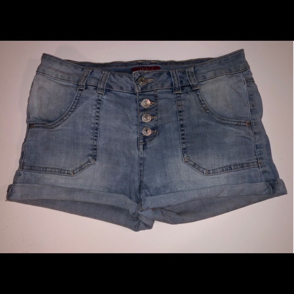 Guess High-Rise Light Wash Jean Shorts